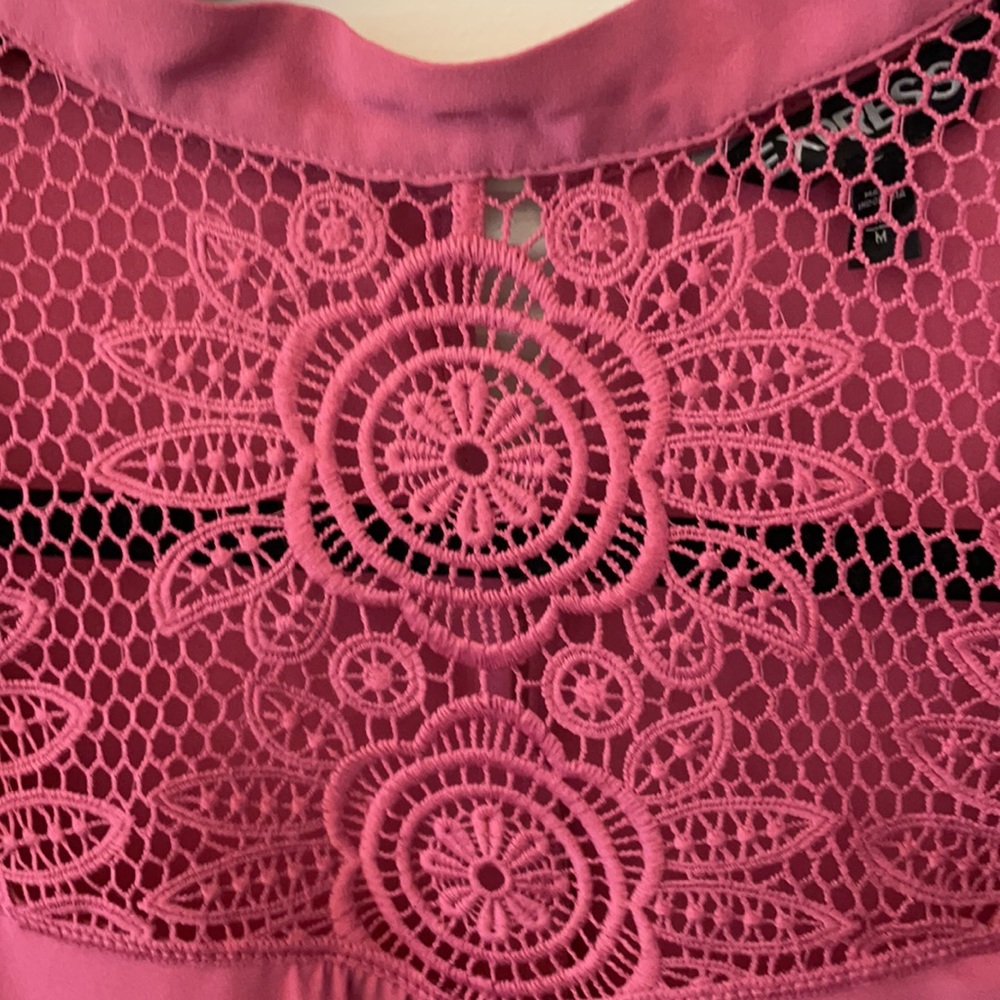 Express mauve top with lace neckline. M